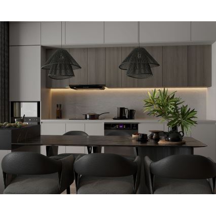 MAXLIGHT P0580 - Ljuskrona med textilsladd AMALFI 1xE27/15W/230V diameter 45 cm svart