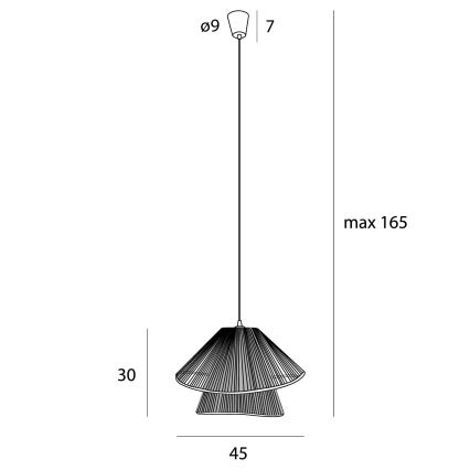 MAXLIGHT P0580 - Ljuskrona med textilsladd AMALFI 1xE27/15W/230V diameter 45 cm svart