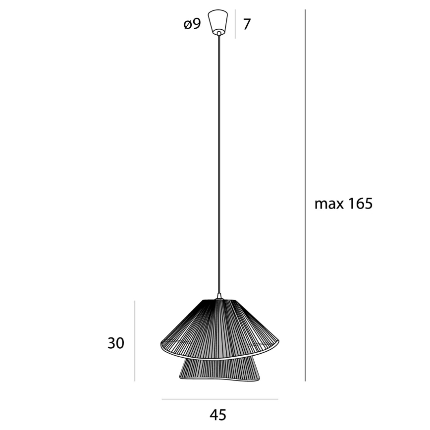 MAXLIGHT P0580 - Ljuskrona med textilsladd AMALFI 1xE27/15W/230V diameter 45 cm svart