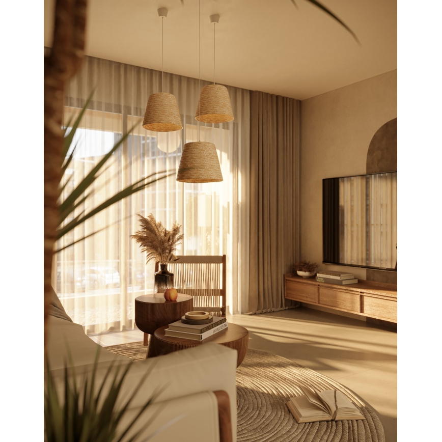 MAXLIGHT P0582 - Ljuskrona med textilsladd POT 1xE27/15W/230V diameter 30 cm beige