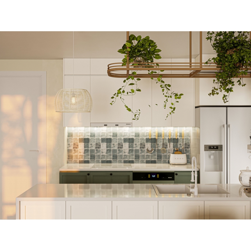 MAXLIGHT P0583 - Ljuskrona med textilsladd PRASLIN 1xE27/15W/230V diameter 39 cm beige