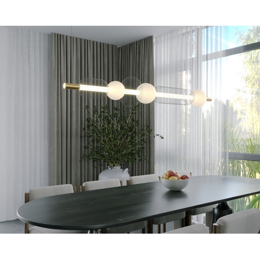 MAXLIGHT P0593 - LED ljuskrona med textilsladd BORA LED/29W/230V vit/svart