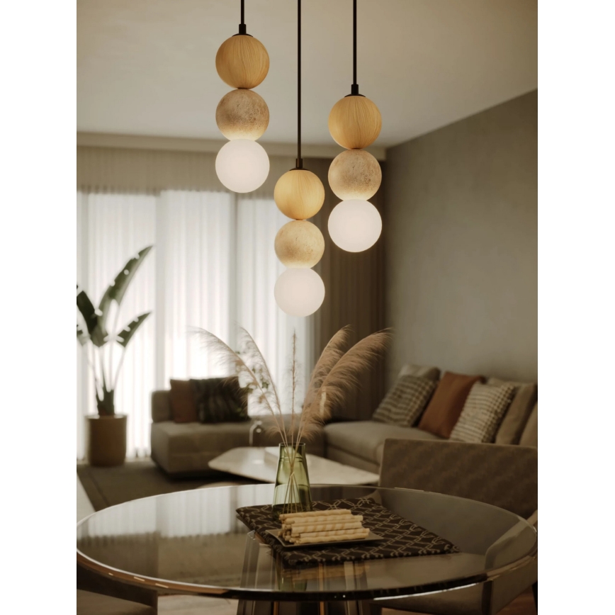 MAXLIGHT P0664 - Pendellampa ALICE med kabel 1xG9/7W/230V Ø 10 cm svart/beige