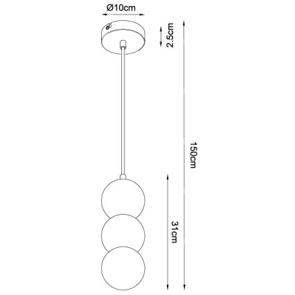 MAXLIGHT P0665 - Takpendel med kabel ALICE 1xG9/7W/230V Ø 10 cm svart
