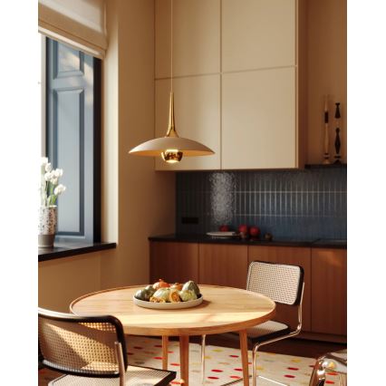 MAXLIGHT P0674 - LED pendellampa med sladd MANUKA LED/12W/230V Ø 28 cm guld/beige