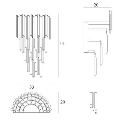 MAXLIGHT W0227 - Vägglampa VOGUE 4xG9/40W/230V guld