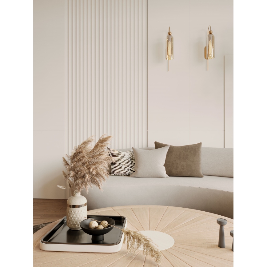 MAXLIGHT W0332 - Vägglampa CAMPANILA 1xE27/40W/230V mässing/beige