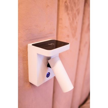 MAXLIGHT W0373 - LED väggspotlight med trådlös laddning LOFER LED/7W/230V vit