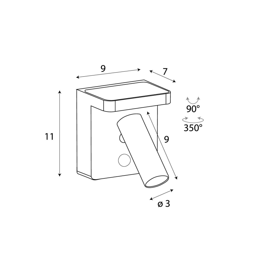 MAXLIGHT W0373 - LED väggspotlight med trådlös laddning LOFER LED/7W/230V vit
