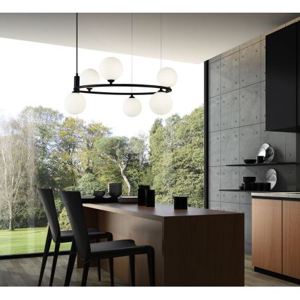 Maytoni MOD013PL-06B -  Ljuskrona med textilsladd RING 6xG9/25W/230V svart