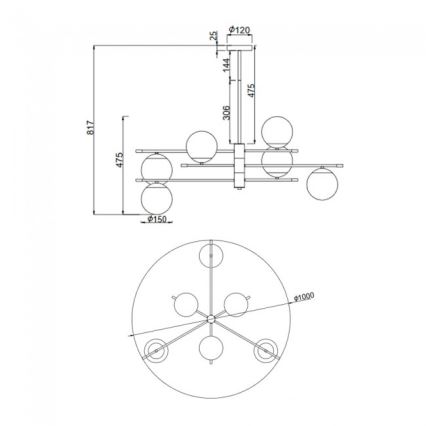 Maytoni MOD048PL-06G - Pendelkrona NOSTALGIA 6xE14/40W/230V