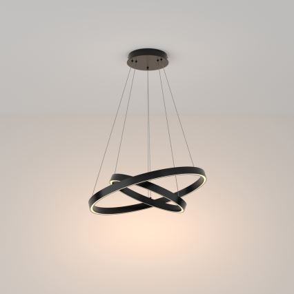 Maytoni MOD058PL-L55B3K - LED ljuskrona med textilsladd RIM LED/61W/230V 3000K diameter 60 cm svart