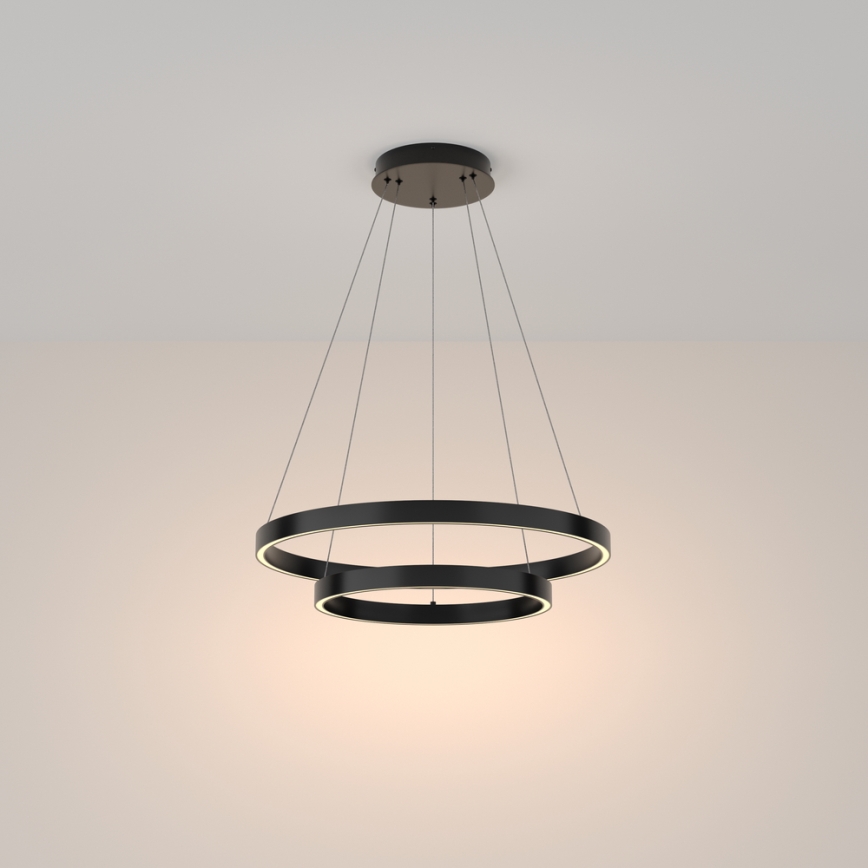 Maytoni MOD058PL-L55B3K - LED ljuskrona med textilsladd RIM LED/61W/230V 3000K diameter 60 cm svart