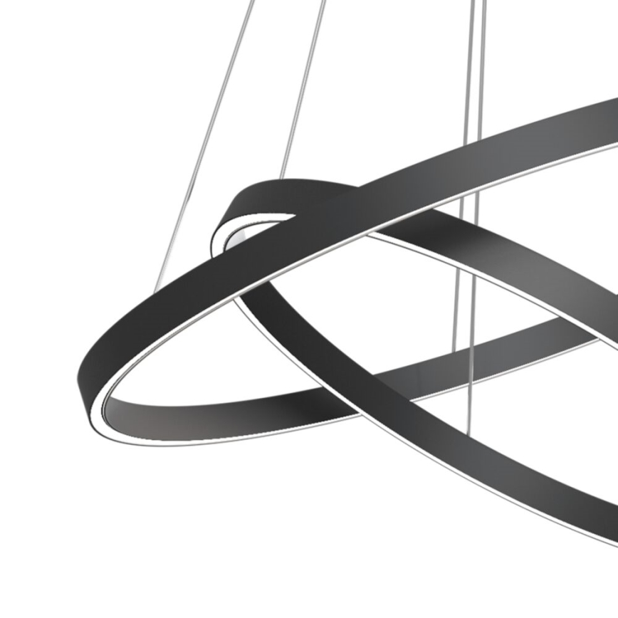 Maytoni MOD058PL-L55B3K - LED ljuskrona med textilsladd RIM LED/61W/230V 3000K diameter 60 cm svart