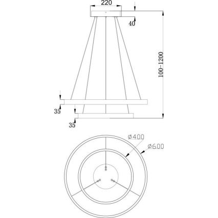 Maytoni MOD058PL-L55B3K - LED ljuskrona med textilsladd RIM LED/61W/230V 3000K diameter 60 cm svart