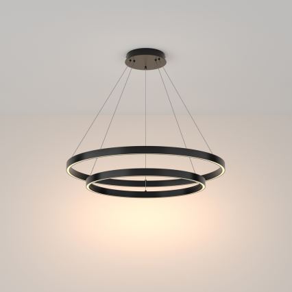 Maytoni MOD058PL-L74B3K - LED ljuskrona med textilsladd RIM LED/88W/230V 3000K diameter 80 cm svart