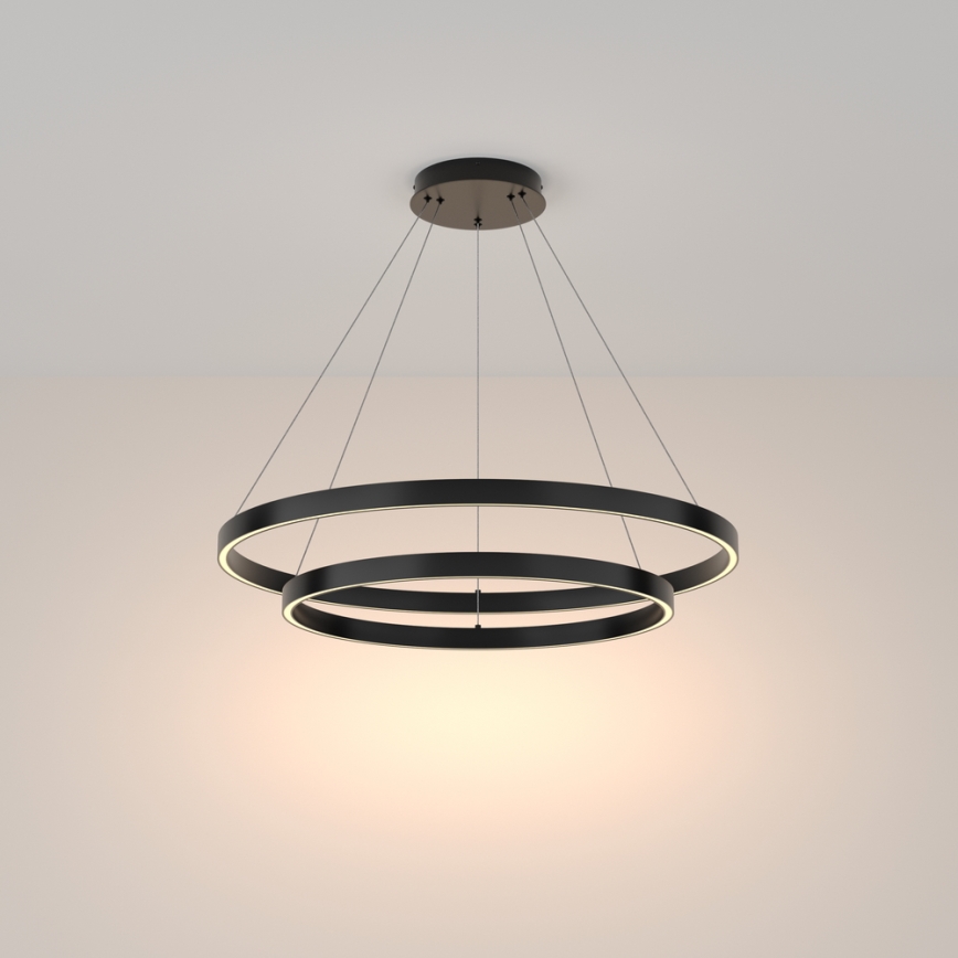 Maytoni MOD058PL-L74B3K - LED ljuskrona med textilsladd RIM LED/88W/230V 3000K diameter 80 cm svart