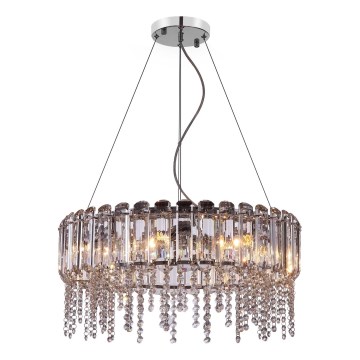 Maytoni MOD097PL-08CH - Ljuskrona med textilsladd HAIL 8xE14/40W/230V diameter 60,5 cm skinande krom