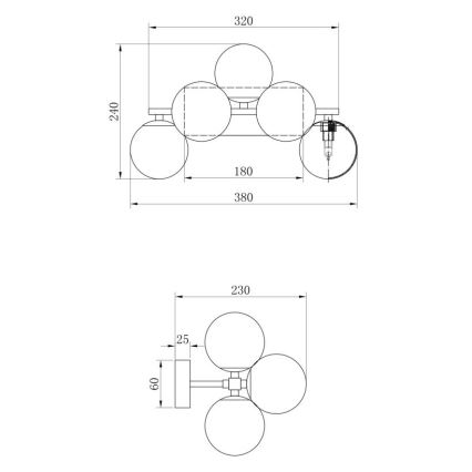 Maytoni MOD547WL-05B - Vägglampa DALLAS 5xG9/28W/230V svart