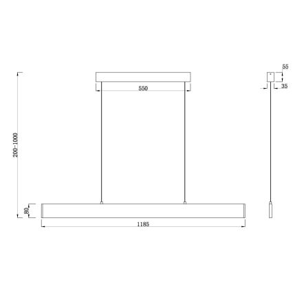 Maytoni P010PL-L30B4K - LED ljuskrona med textilsladd STEP LED/30W/230V 4000K 118,5 cm svart