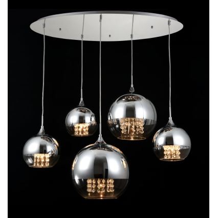 Maytoni P140-PL-170-5-N - Ljuskrona med textilsladd FERMI 5xE27/60W/230V skinande krom