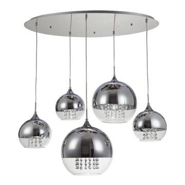 Maytoni P140-PL-170-5-N - Ljuskrona med textilsladd FERMI 5xE27/60W/230V skinande krom