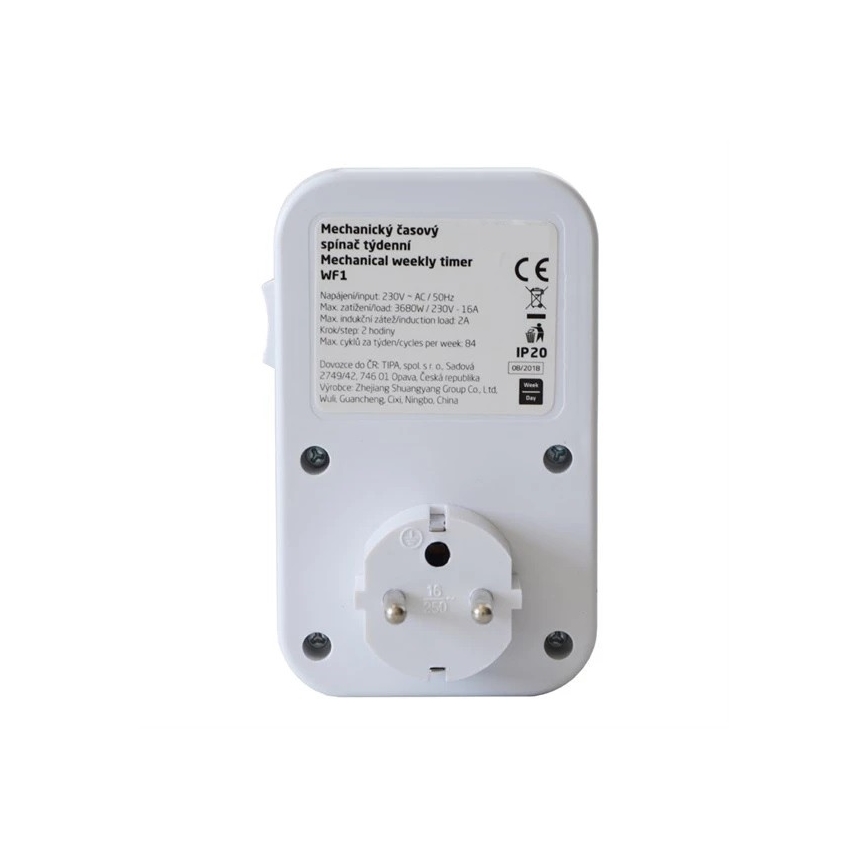 Mechanical timer switch weekly 16A/230V