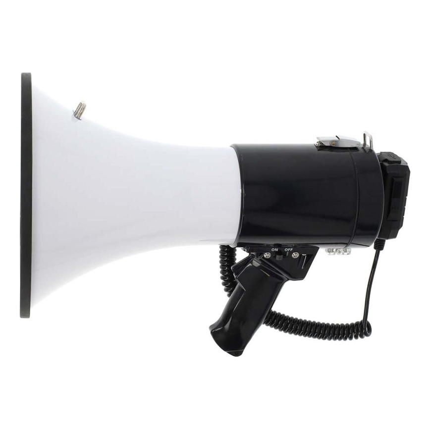 Megafon med extern mikrofon USB 25W/8xC vit/svart