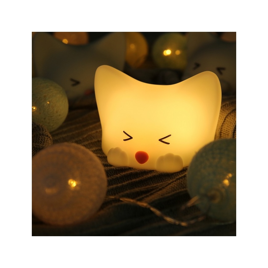 MegaLight - LED RGB Ljusreglerad uppladdningsbar barns beröring lampa CATTY CAT LED/5V