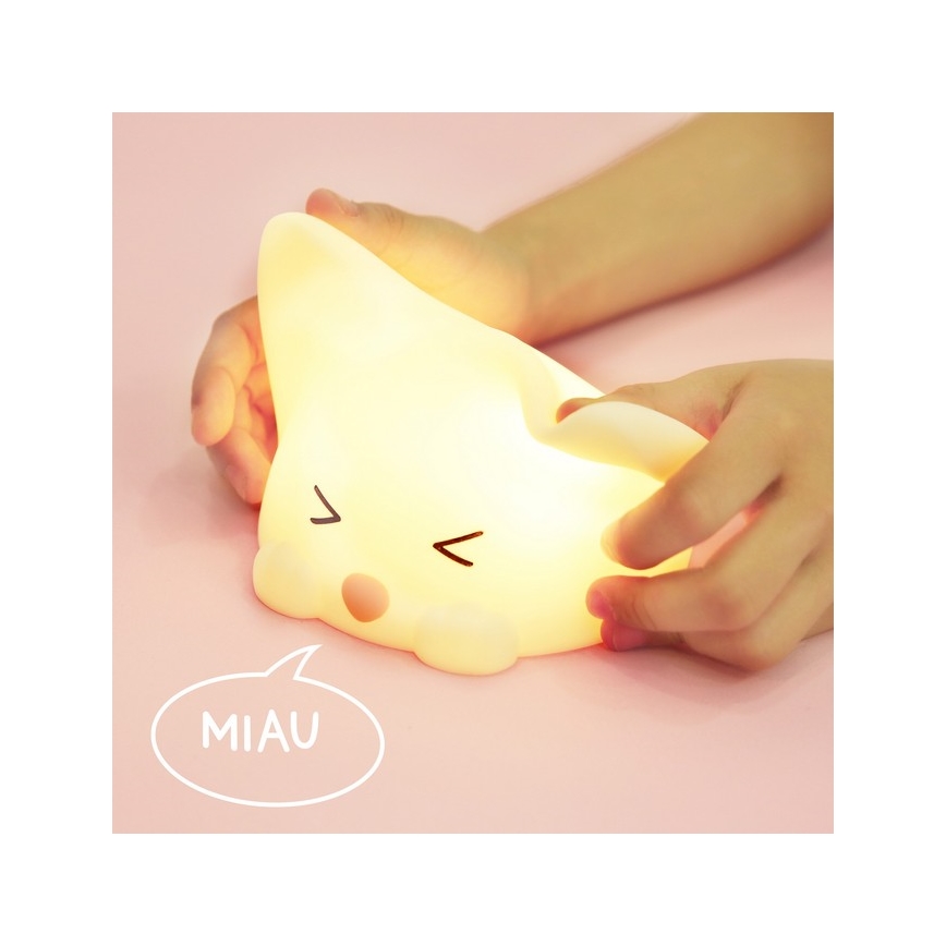 MegaLight - LED RGB Ljusreglerad uppladdningsbar barns beröring lampa CATTY CAT LED/5V