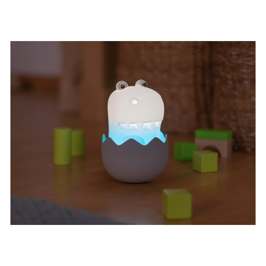 MegaLight - LED RGB Ljusreglerad uppladdningsbar barns beröring lampa DIGGY DINO LED/5V