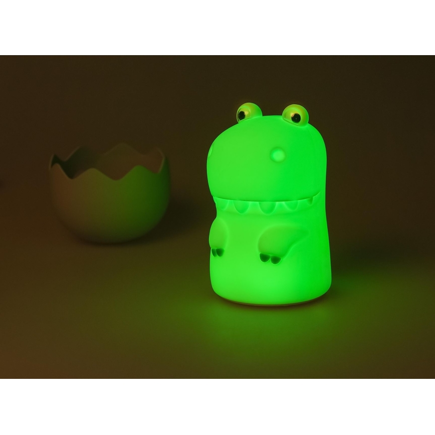 MegaLight - LED RGB Ljusreglerad uppladdningsbar barns beröring lampa DIGGY DINO LED/5V