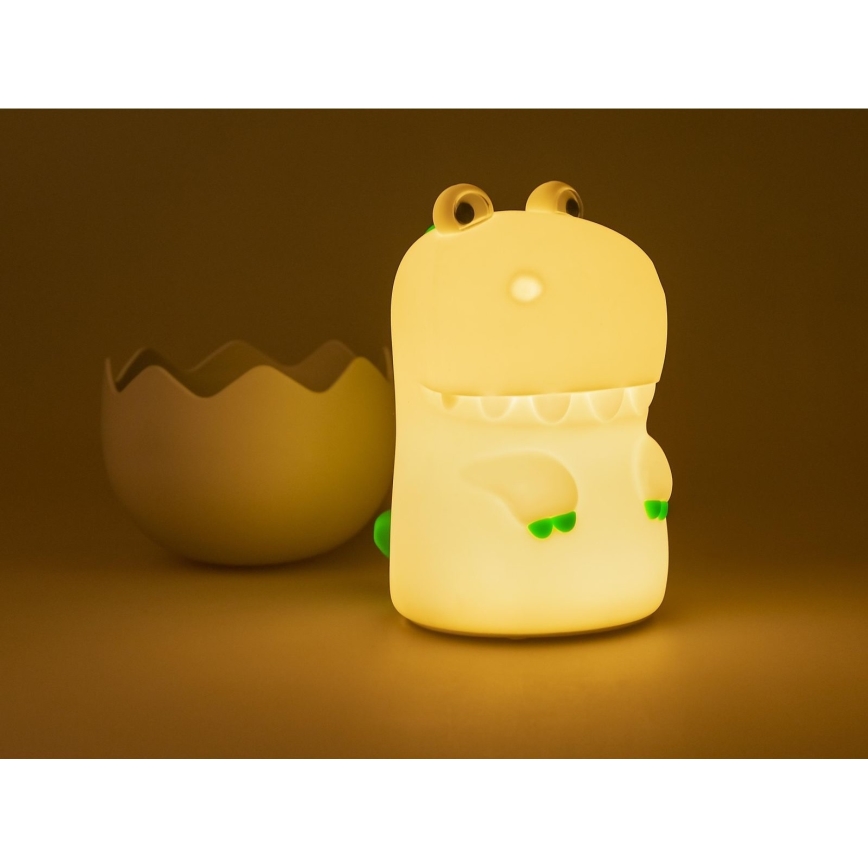 MegaLight - LED RGB Ljusreglerad uppladdningsbar barns beröring lampa DIGGY DINO LED/5V