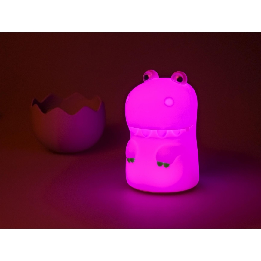 MegaLight - LED RGB Ljusreglerad uppladdningsbar barns beröring lampa DIGGY DINO LED/5V