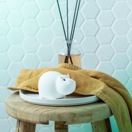 MegaLight - LED RGB Uppladdningsbar barns beröring badkarslampa SWIMMY HIPPO LED/5V IP67