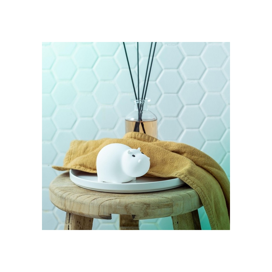 MegaLight - LED RGB Uppladdningsbar barns beröring badkarslampa SWIMMY HIPPO LED/5V IP67