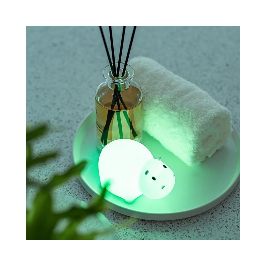 MegaLight - LED RGB Uppladdningsbar barns beröring badkarslampa SWIMMY HIPPO LED/5V IP67