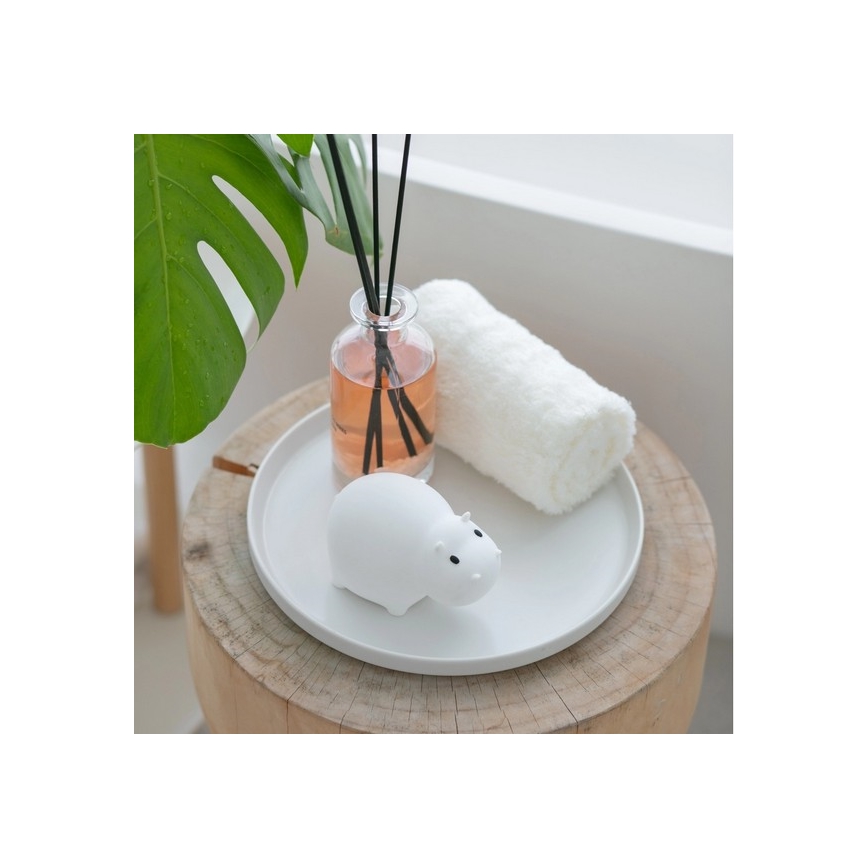 MegaLight - LED RGB Uppladdningsbar barns beröring badkarslampa SWIMMY HIPPO LED/5V IP67