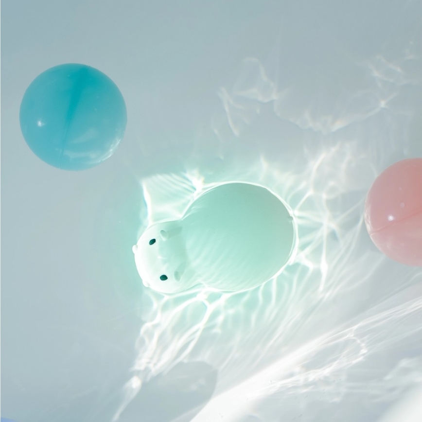 MegaLight - LED RGB Uppladdningsbar barns beröring badkarslampa SWIMMY HIPPO LED/5V IP67