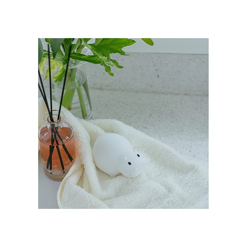 MegaLight - LED RGB Uppladdningsbar barns beröring badkarslampa SWIMMY HIPPO LED/5V IP67