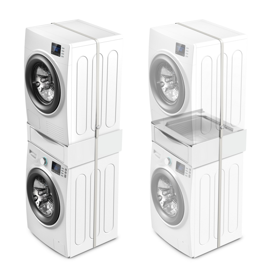 Meliconi 656112 - Mellanstycke för tvättmaskin och torktumlare med utdragbar förvaringslåda 28 l vit