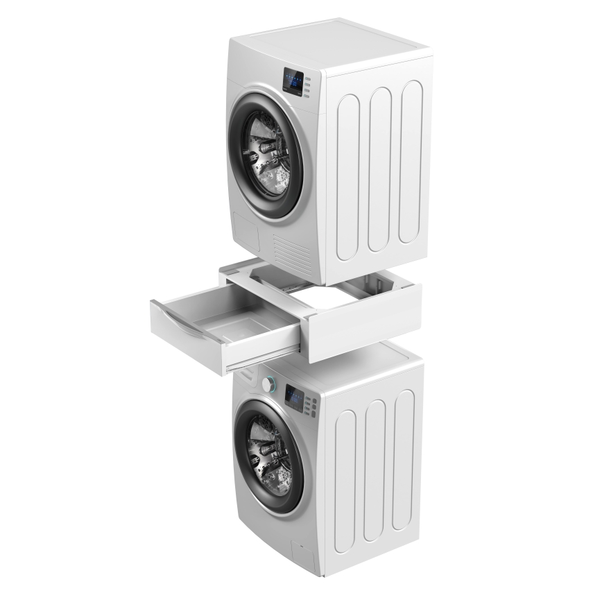 Meliconi 656112 - Mellanstycke för tvättmaskin och torktumlare med utdragbar förvaringslåda 28 l vit