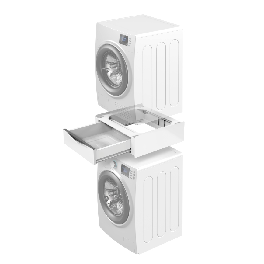 Meliconi 656112 - Mellanstycke för tvättmaskin och torktumlare med utdragbar förvaringslåda 28 l vit
