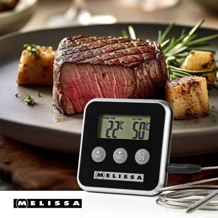 Melissa - Kötttermometer med digital display och timer 0–250 °C 1x AAA