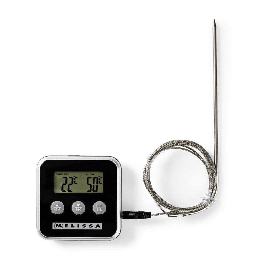 Melissa - Kötttermometer med digital display och timer 0–250 °C 1x AAA