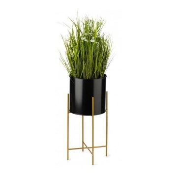 Metal flowerpot OSLO 55x21 cm svart/gyllene