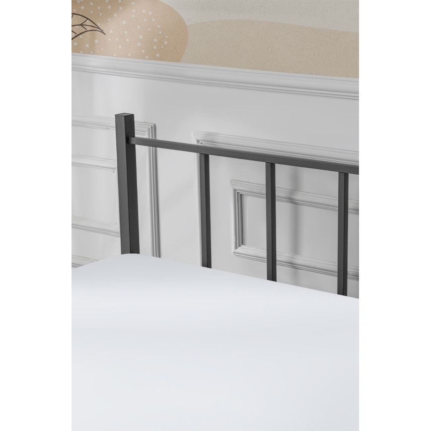 Metall dubbelsäng ORMEL 160x200 cm svart, maxbelastning 200 kg