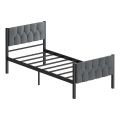 Metall enkelsäng KAROM 90 x 200 cm, grå, maxlast 120 kg