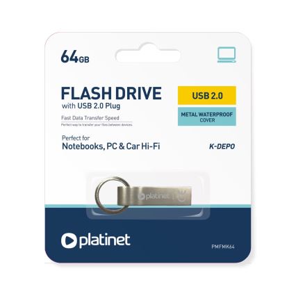 Metall vattentät Flash Disk USB 64GB matt krom