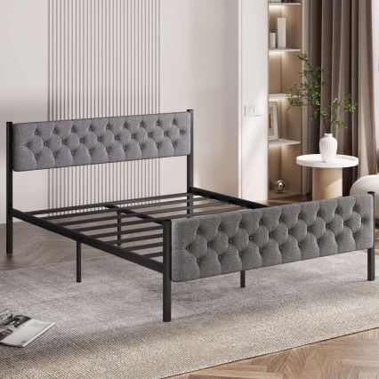 Metallsäng KAROM 120x200 cm, grå, maxbelastning 120 kg